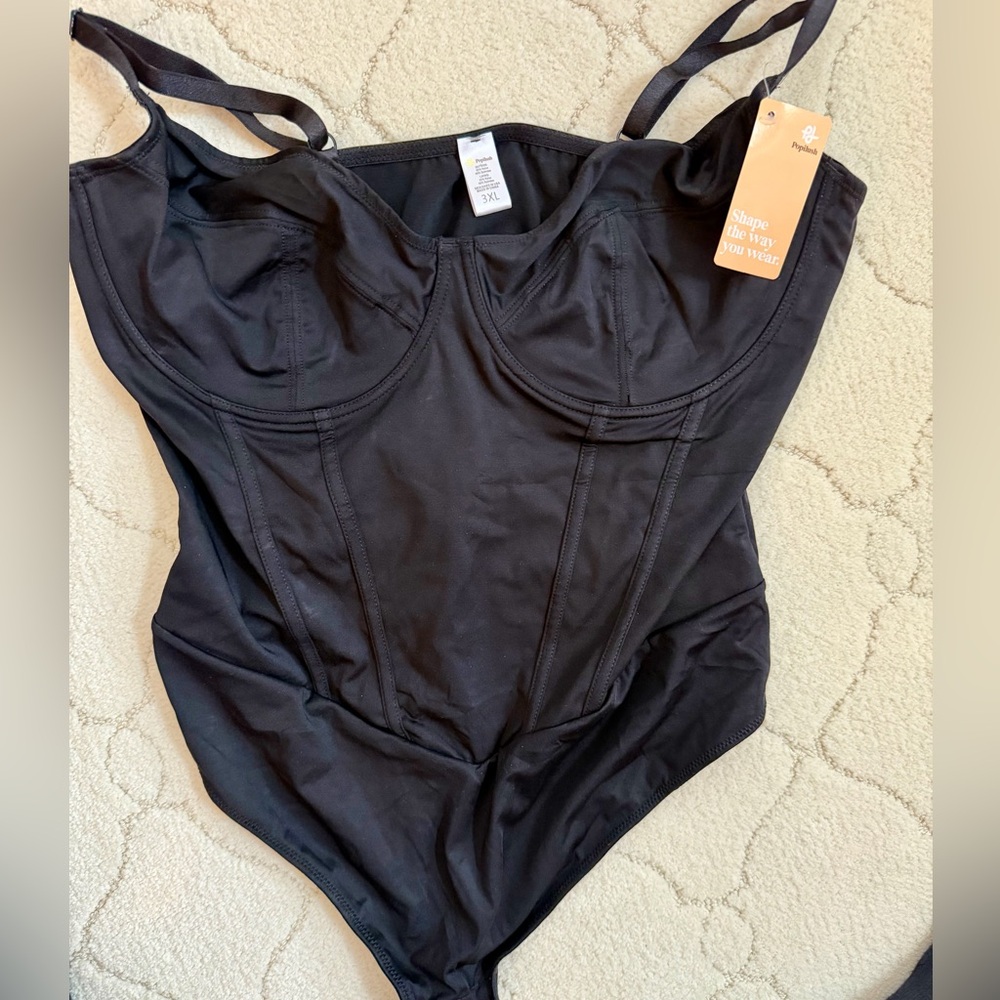 Popilush Black Shapewear Bodysuit Corset Style – NWT – Size 3XL